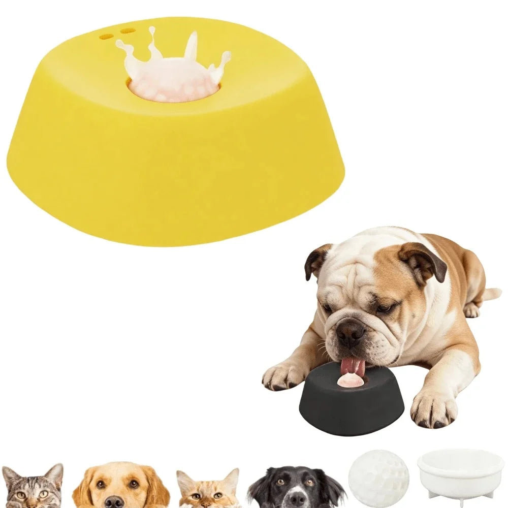 Slow Feeder Dog Bowls For Liquid Treat Anti-Slip Bone Broth Dog Lick Bowl Spillproof Dish With Rolling Ball Dog Licking Toy For Large Medium Small Nutritional Supplements