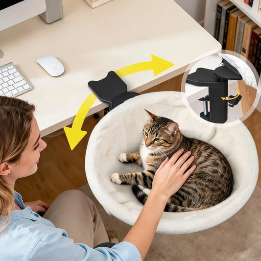 Rotating Cat Table Bed Round Ultra Soft Plush Faux Fur Cat Bed Warm Cozy Sleeping Lounger for Indoor Cats Home Decor, 15.75 Inch
