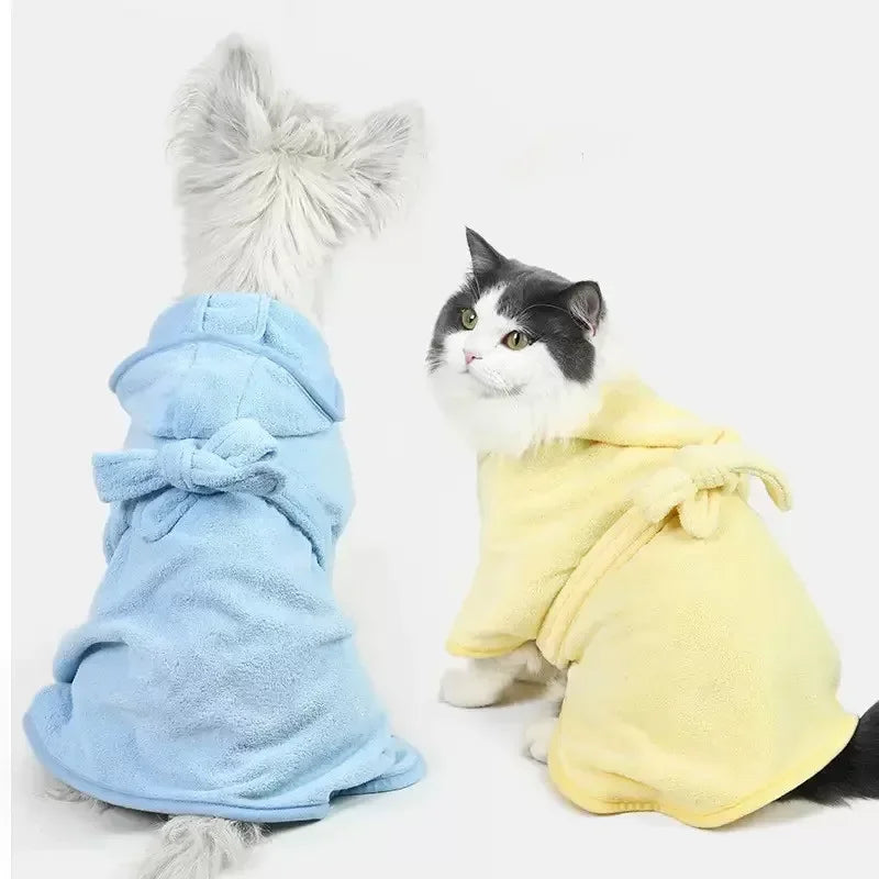 All-Season Quick-Dry Dog & Cat Bathrobe Towel, Thick Absorbent Robe for Teddy Poodle Bichon Schnauzer French Bulldog
