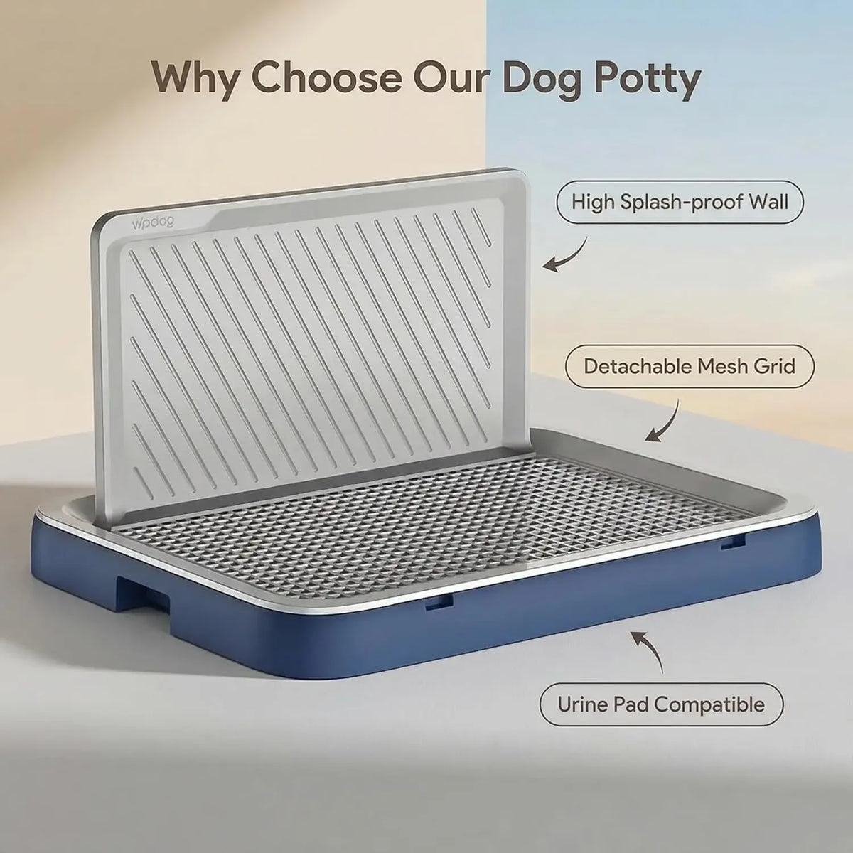Indoor Dog Potty Tray, 19.9 X 15.4 in Pee Pad Holder with High Wall, Blue