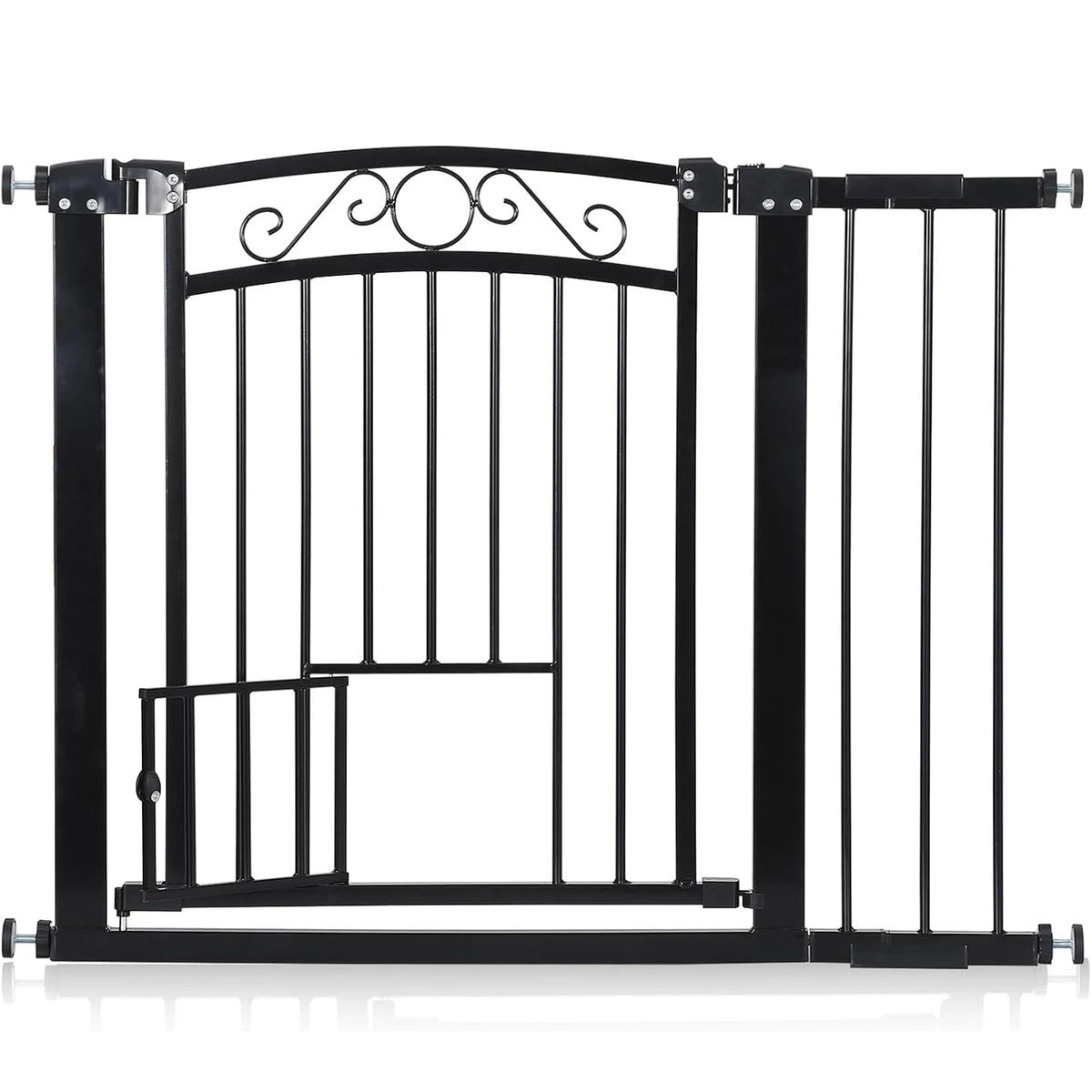 30-41 Inch Pressure Mount Dog Gate, 30in Tall Auto-Close Pet Gate, Double Lock Walk-Through Steel Barrier For Doorways & Stairs