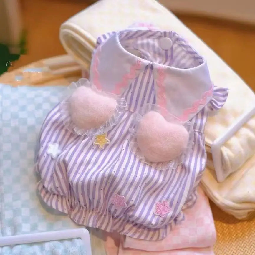Summer Dog Cat Clothes For Small Dogs Bubble Puppy Princess Striped Dress Cats Kitten Rabbit Clothing Pet Supplies