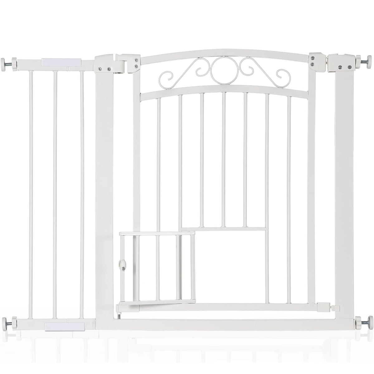 30-41 Inch Pressure Mount Dog Gate, 30in Tall Auto-Close Pet Gate, Double Lock Walk-Through Steel Barrier For Doorways & Stairs