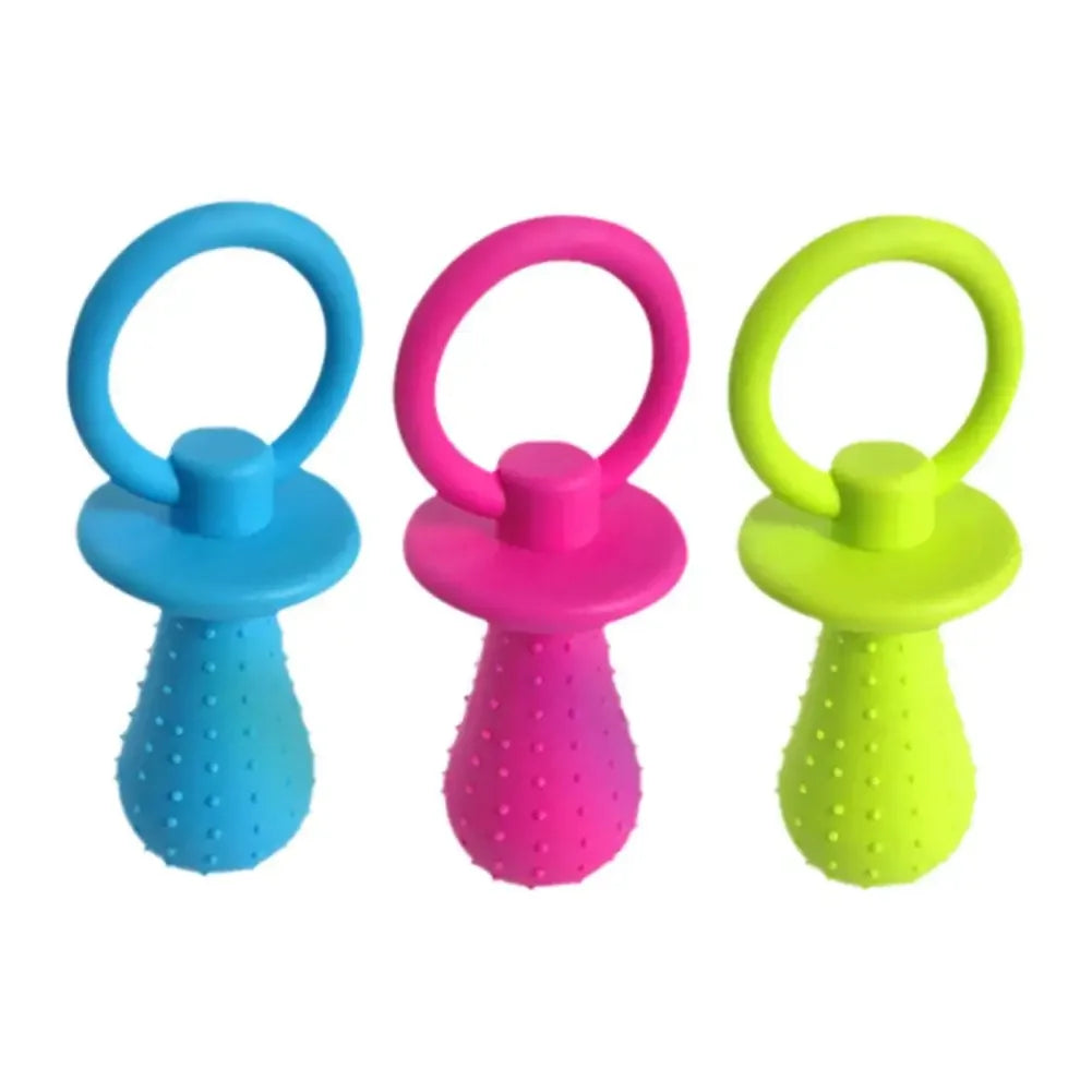 Squeaky Bell TPR Dog Pacifier Toy, Safe Non-Toxic Durable Teething Chew, Gum-Friendly Calming Soothing Dental Cleaning for Puppy Teething Period Daily Play Home Alone Puppies Small Medium Dogs Pet Squeaky Molar Chew Accessory