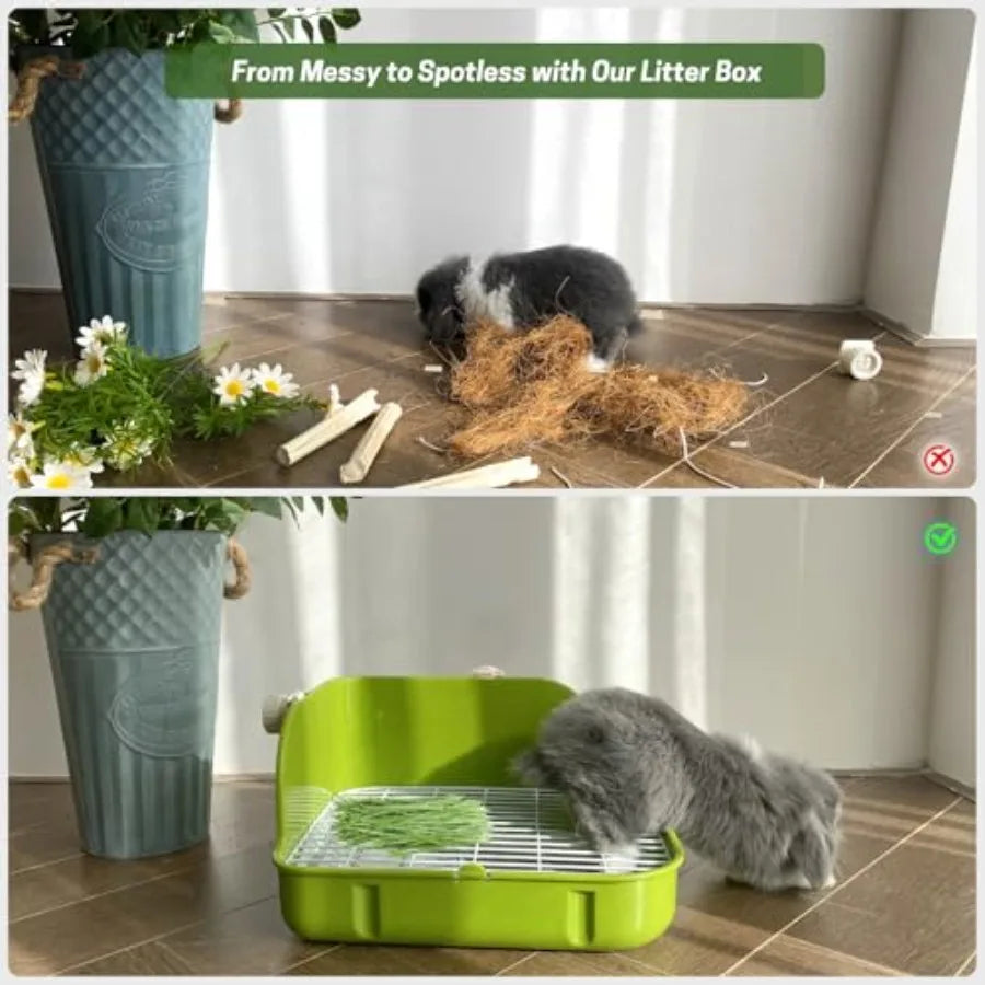 Rabbit Litter Box, Bunny Litter Box, Guinea Pig Potty Trained, Square Small Animal Toilet Potty Pan for Rabbit Guinea Pig Ferre