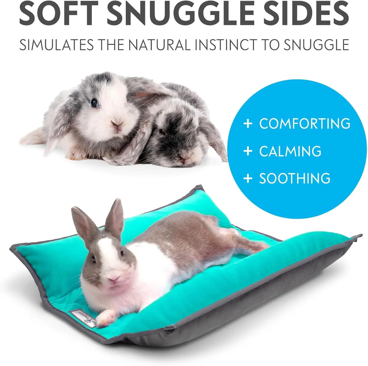 Paw Inspired Snuggle Bunny Bolster Bed, Gray/Green, 17x17 Inch