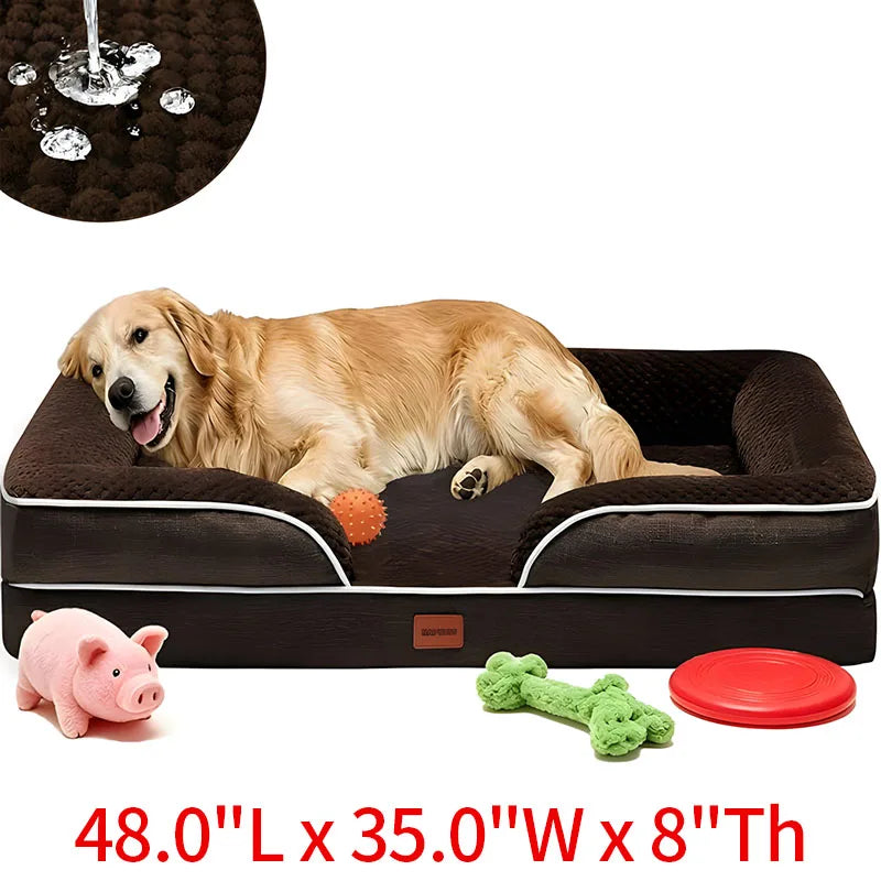 Egg-shaped Memory Foam Four Season Square Waterproof Large Cat / Dog Bed Soft Thickened Pet Sofa Cushion Large / Medium / Small Size with Removable Cover for Easy Washing Non-slip Base Durable and Resistant To Chewing Protect