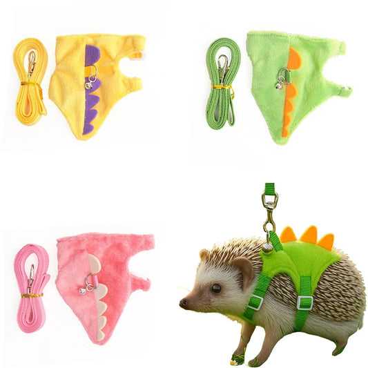 3PCS Dinosaur Small Pet & Set, Ferret Hamster Guinea Pig Rat Harness Leash For Training Play