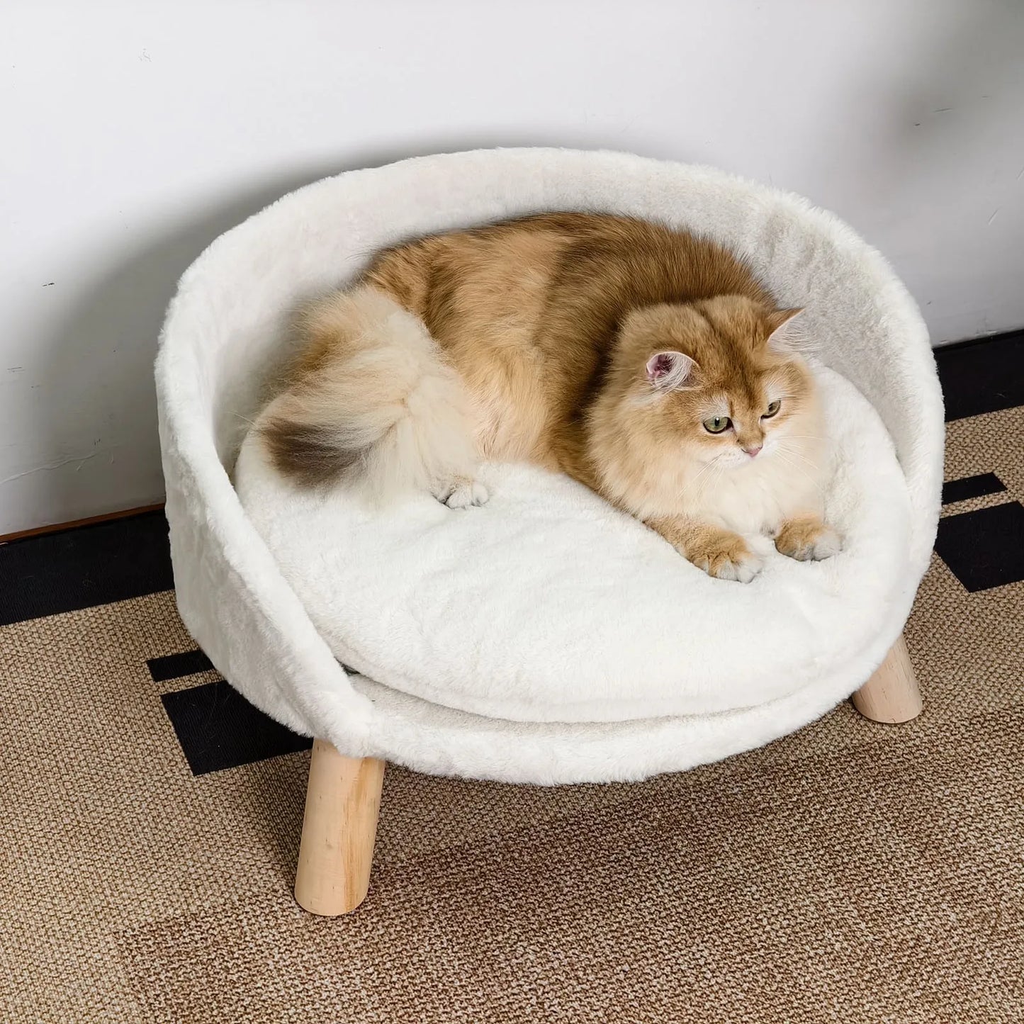Ultra Soft Elevated Dog Cat Sofa Bed Couch Pet Puppy Chair Backrest Stool Seat Lounger with Removable Waterproof Padded Cushion