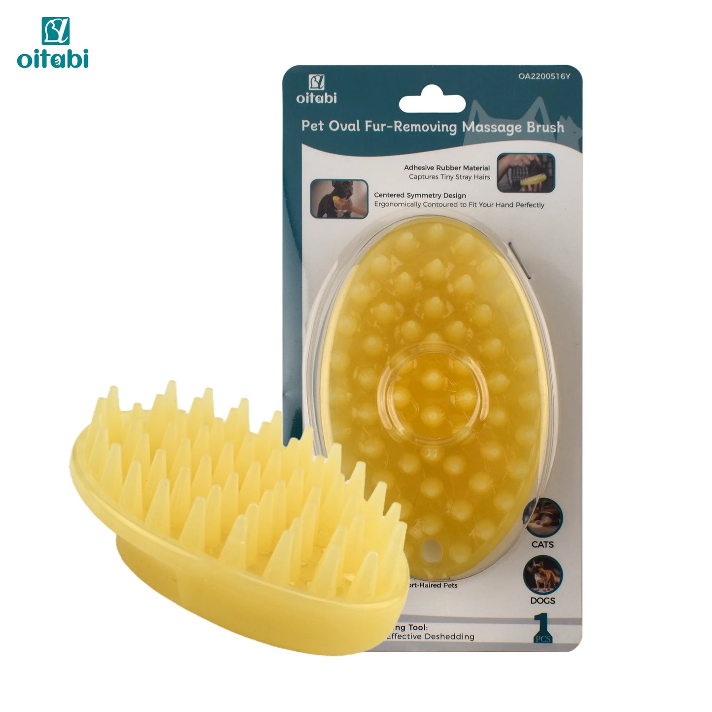 Oitabi Soft Rubber Pet Brush for Short Hair Dog & Cat Grooming Bathing Massaging Deshedding Multi-Function Wet or Dry Pets Brush
