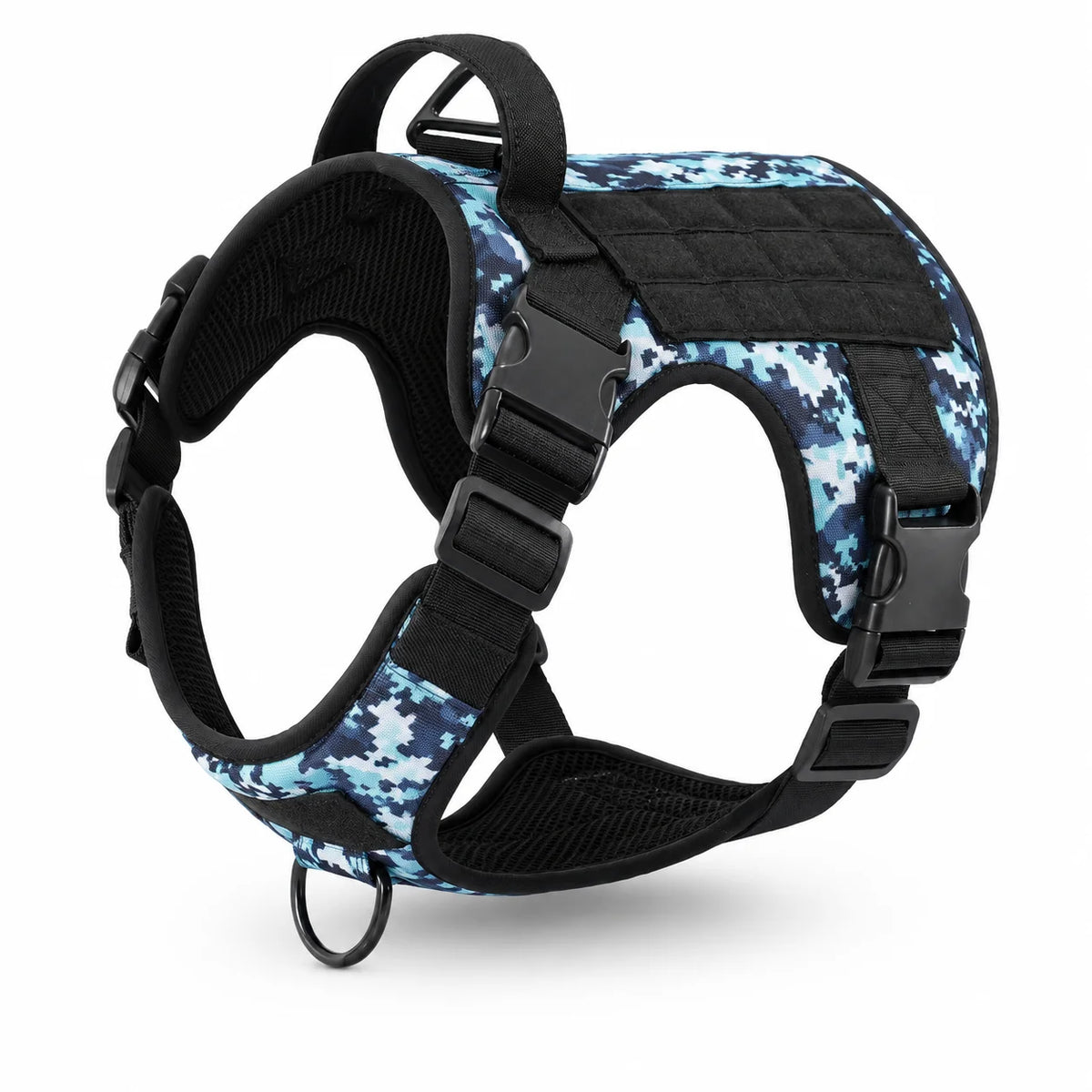 Adjustable Tactical Dog Harness Vest with Reflective Straps Metal D Rings and Breathable Padding