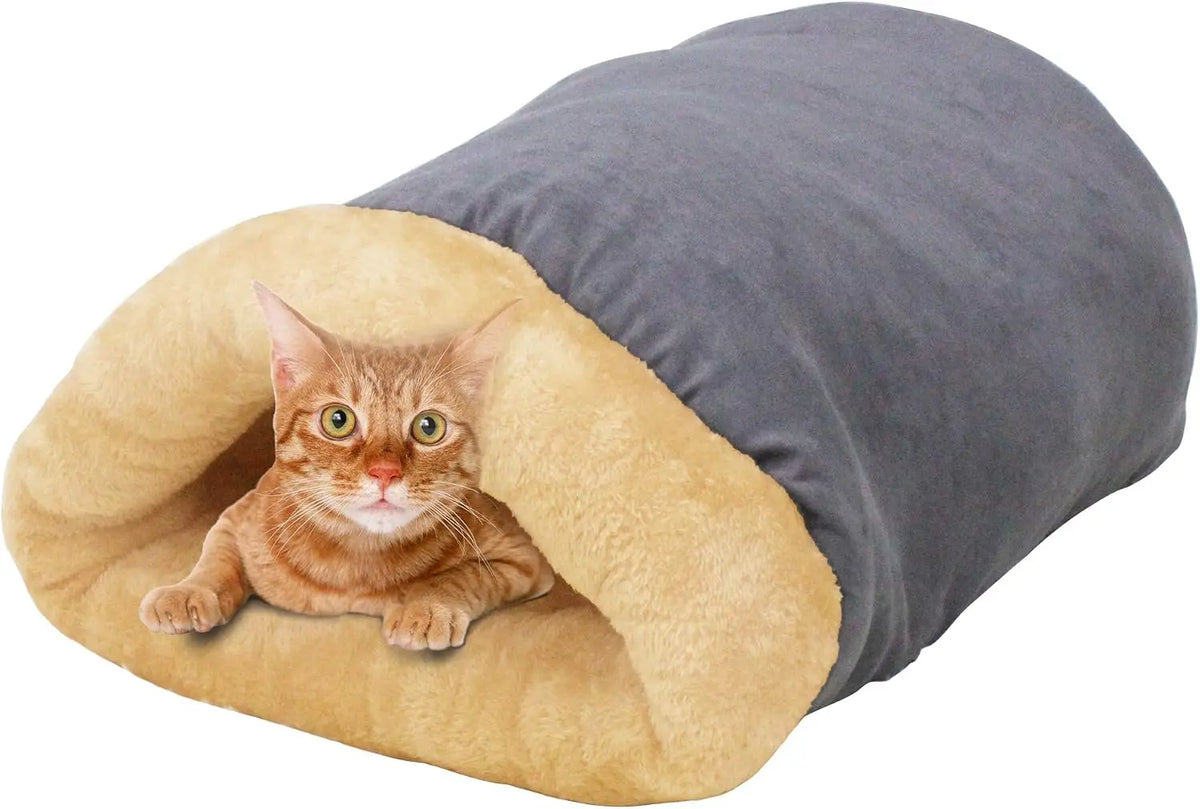 3 in 1 Semi-Enclosed Self Warming Burrow Cat Bed Sleeping Cave