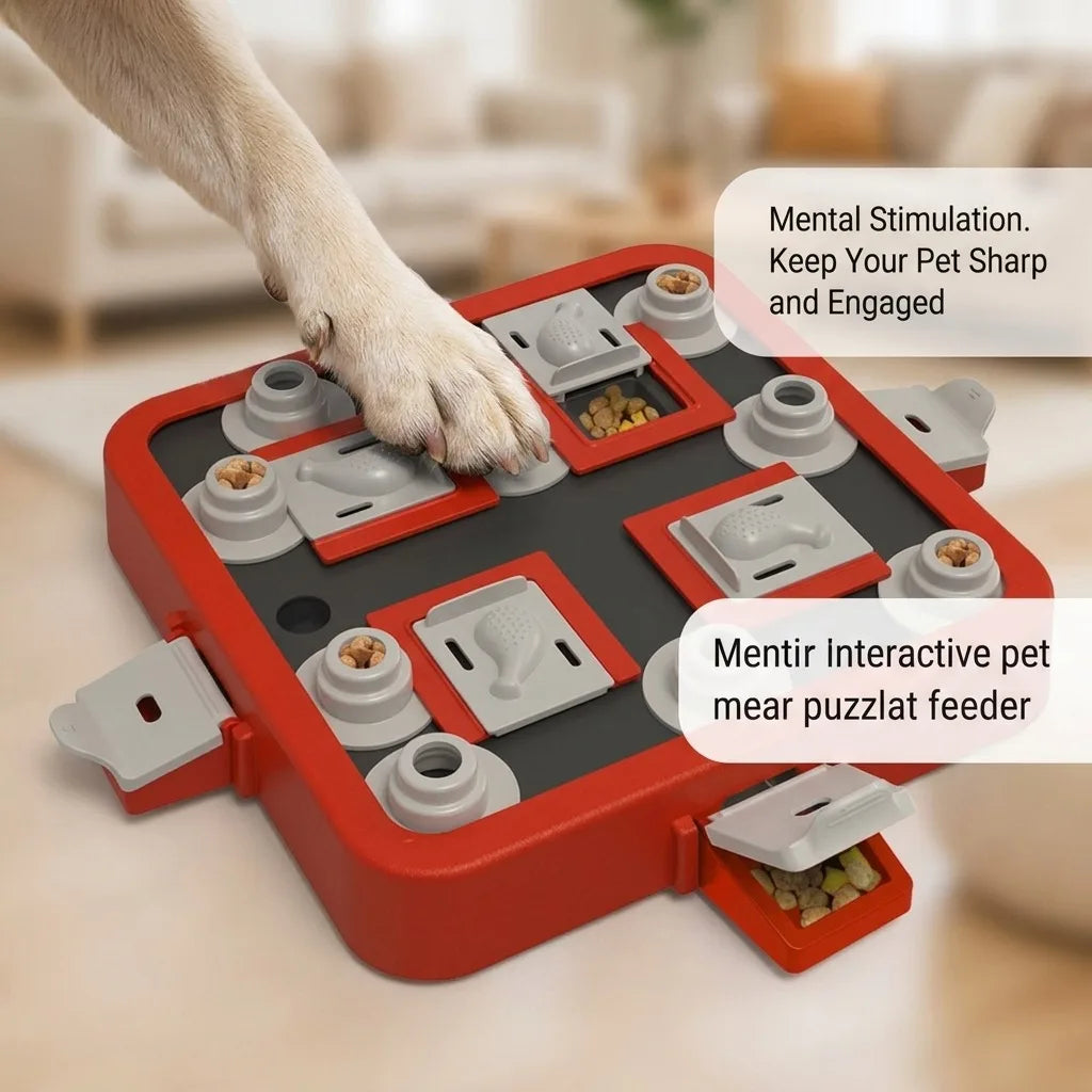 Dog Puzzle Feeder, Interactive Slow Feeder Toy for IQ Training and Mental Stimulation, Pet Treat Dispenser Brain Game for Boredom Relief, Durable Anti-Choke Feeding Tray for Small Medium Large Dogs