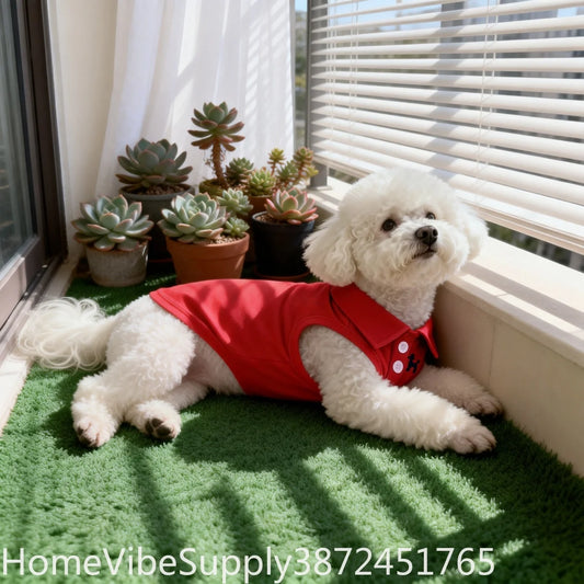 Solid Color Pet Polo Shirt Thin Breathable Puppy T-Shirt Cat Vest Soft Skin-Friendly Two-Legged Pet Apparel Supply