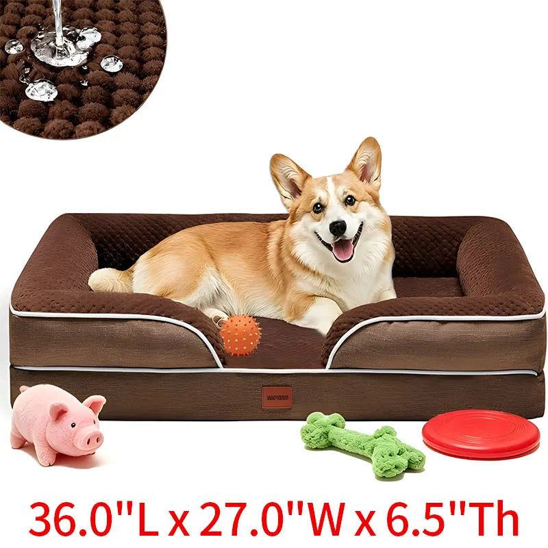 Egg-shaped Memory Foam Four Season Square Waterproof Large Cat / Dog Bed Soft Thickened Pet Sofa Cushion Large / Medium / Small Size with Removable Cover for Easy Washing Non-slip Base Durable and Resistant To Chewing Protect