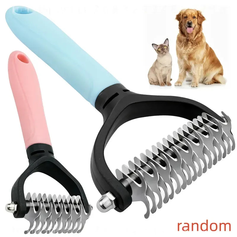 2 Pack Random Color Stainless Steel Pet Dematting Comb Double‑Sided Pin Grooming Brush Efficient Hair Remover For Cats Dogs Knot Tangle Remover Pet Hair Care Tool