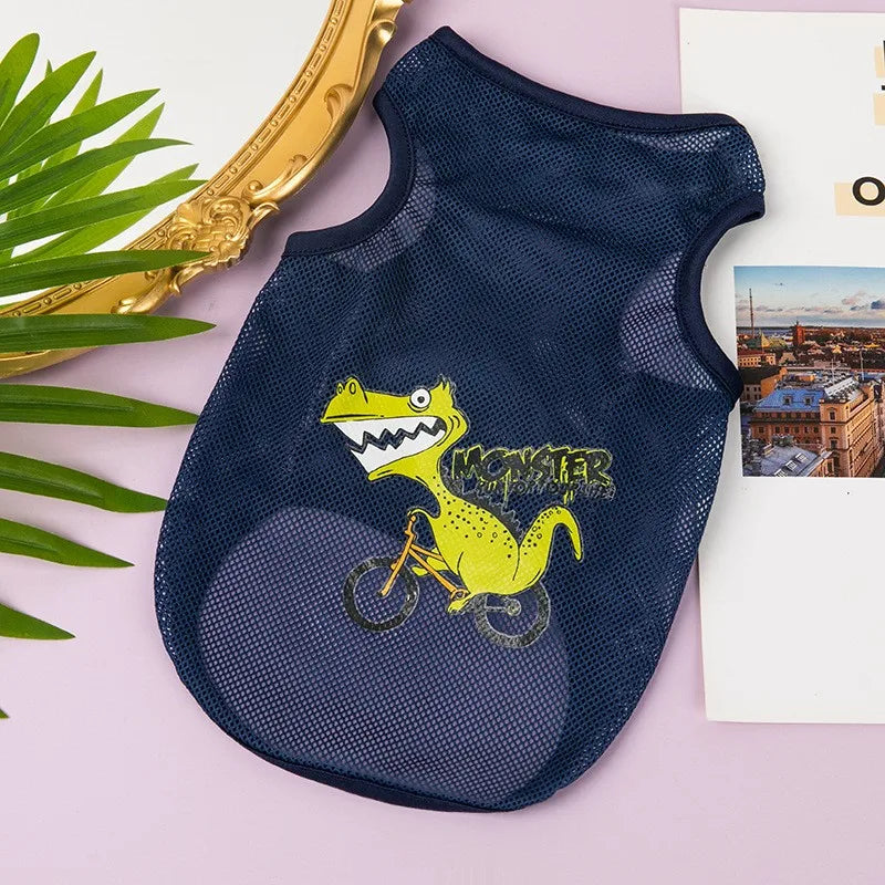 Lightweight Mesh Cooling Dog Shirt Sleeveless Sun‑Protection Breathable Pet Vest For Small Boy Dogs Cats Summer Outdoor Pet Supply