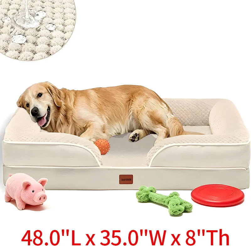 Egg-shaped Memory Foam Four Season Square Waterproof Large Cat / Dog Bed Soft Thickened Pet Sofa Cushion Large / Medium / Small Size with Removable Cover for Easy Washing Non-slip Base Durable and Resistant To Chewing Protect