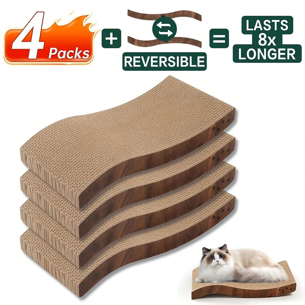 8pcs Large Wave Cat Scratcher Refills Reversible Double-Sided Corrugated Cardboard Durable Furniture Protector Grinding Pad Pet Supplies