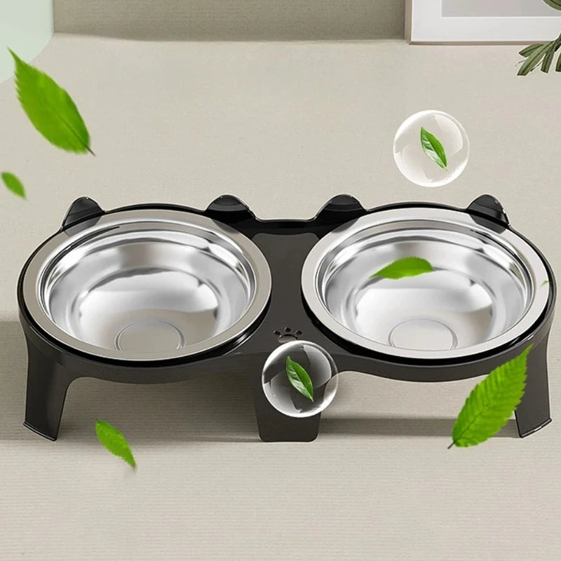 1PC Stainless Steel Cat Food & Water Bowl with Anti-Tip Design Large Capacity Easy-Eat Design for Pet Dog Cat  Feeding Food Bowl