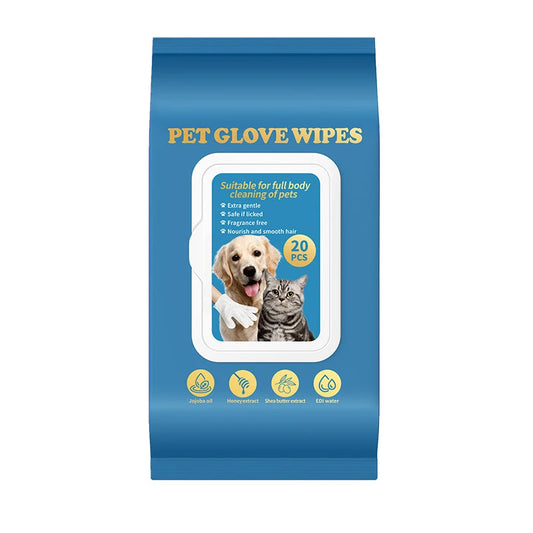 Pet No‑Rinse Glove Wipes for Cats & Dogs, Wash‑Free Disposable Grooming Gloves, Dry Bath Cleaning Wet Gloves Pet Supplies for Bathing Deodorizing