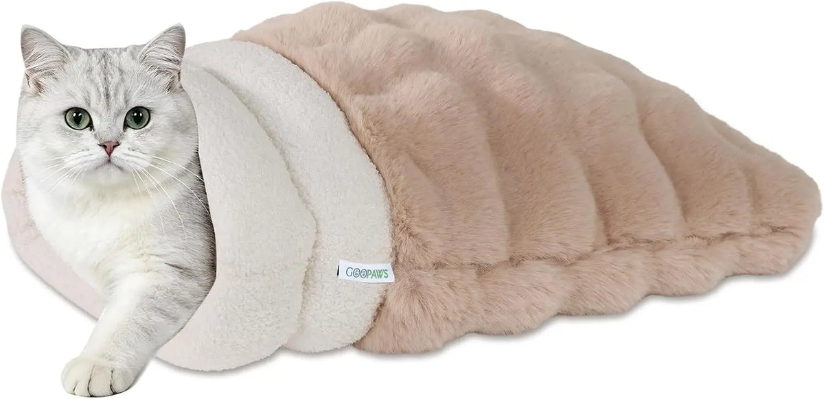 3 in 1 Semi-Enclosed Self Warming Burrow Cat Bed Sleeping Cave