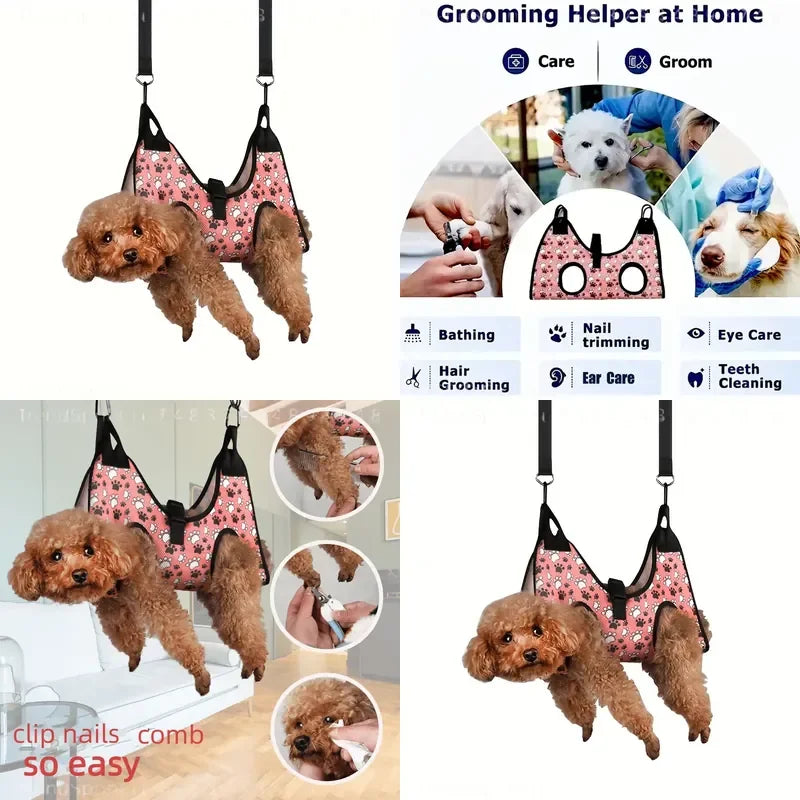 Comfort Grip Pet Grooming Hammock Non‑Electric Polyester Nail Trimming Sling Stress‑Free Grooming Helper For Small Medium Dogs Cats Home Pet Care Use