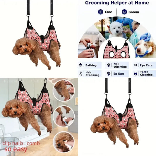 Comfort Grip Pet Grooming Hammock Non‑Electric Polyester Nail Trimming Sling Stress‑Free Grooming Helper For Small Medium Dogs Cats Home Pet Care Use