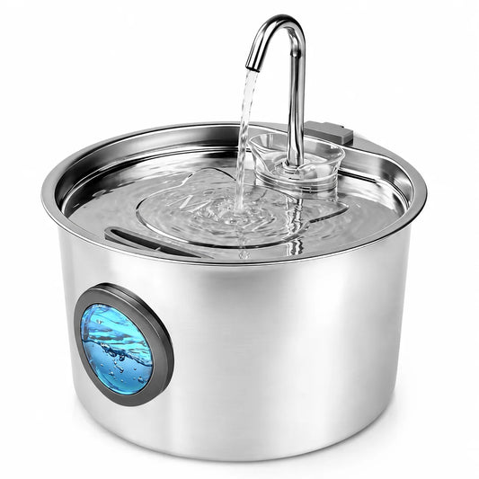 Stainless Steel Cat Water Fountain, 108oz Pet Fountain Dispenser Automatic for Inside Dog Cats Drinking Replaceable Filters