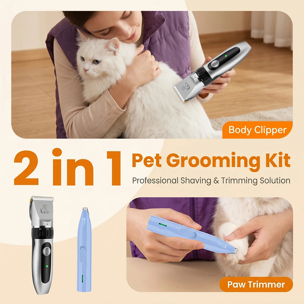Electric Pet Clipper Grooming Kit For Dogs Reachageable Trimmer Haircut Cat Hair Cutting Remover Professional Machine Set