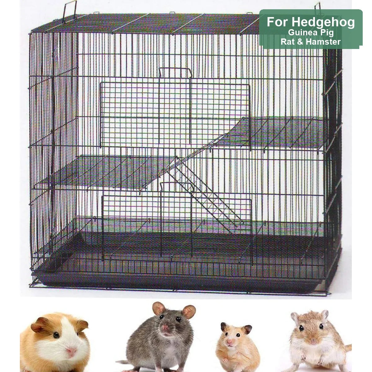 Extra Large 4 Level Small Animal Habitat Cage Hedgehog Guinea Pig Rat Ferret Hamster Home Deep Base 6.5 Inch Bar Spacing Heavy D