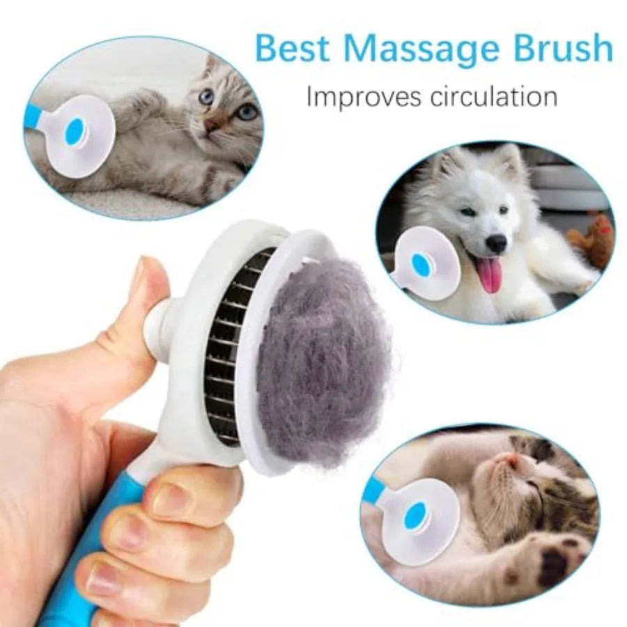 Self Cleaning Slicker Brush - Cat Brush Skin-Friendly Deshedding Grooming Massaging Tool for Long and Short Haired Pets, Cat Ha