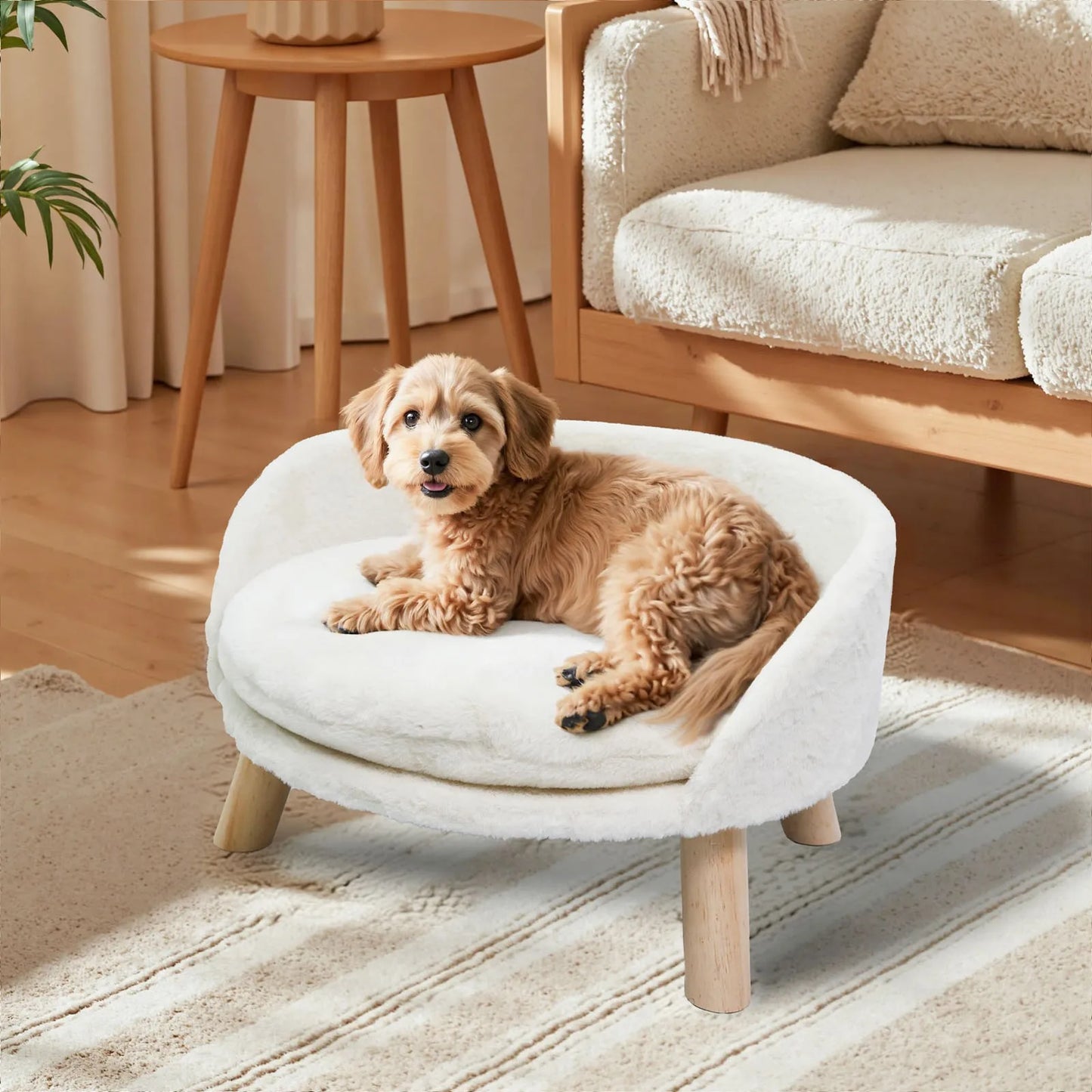 Ultra Soft Elevated Dog Cat Sofa Bed Couch Pet Puppy Chair Backrest Stool Seat Lounger with Removable Waterproof Padded Cushion