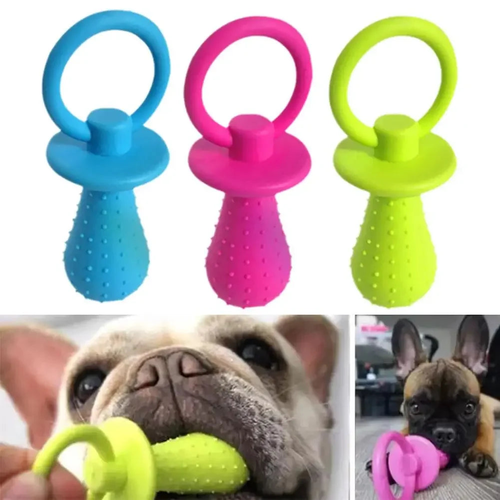 Squeaky Bell TPR Dog Pacifier Toy, Safe Non-Toxic Durable Teething Chew, Gum-Friendly Calming Soothing Dental Cleaning for Puppy Teething Period Daily Play Home Alone Puppies Small Medium Dogs Pet Squeaky Molar Chew Accessory