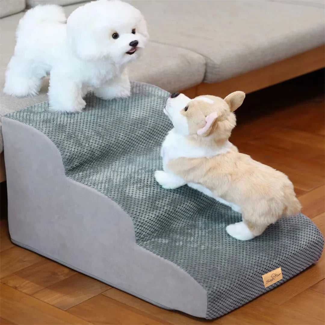 BINGOPAW Foam Dog Stairs 3/4/5 Steps Non Slip Pet Steps with Removable Washable Cover for High Beds Sofa Couch