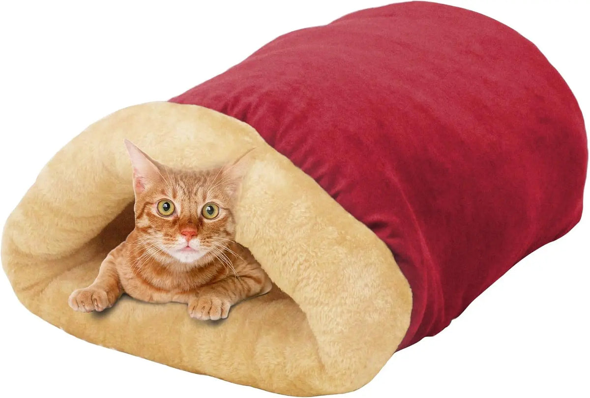 3 in 1 Semi-Enclosed Self Warming Burrow Cat Bed Sleeping Cave