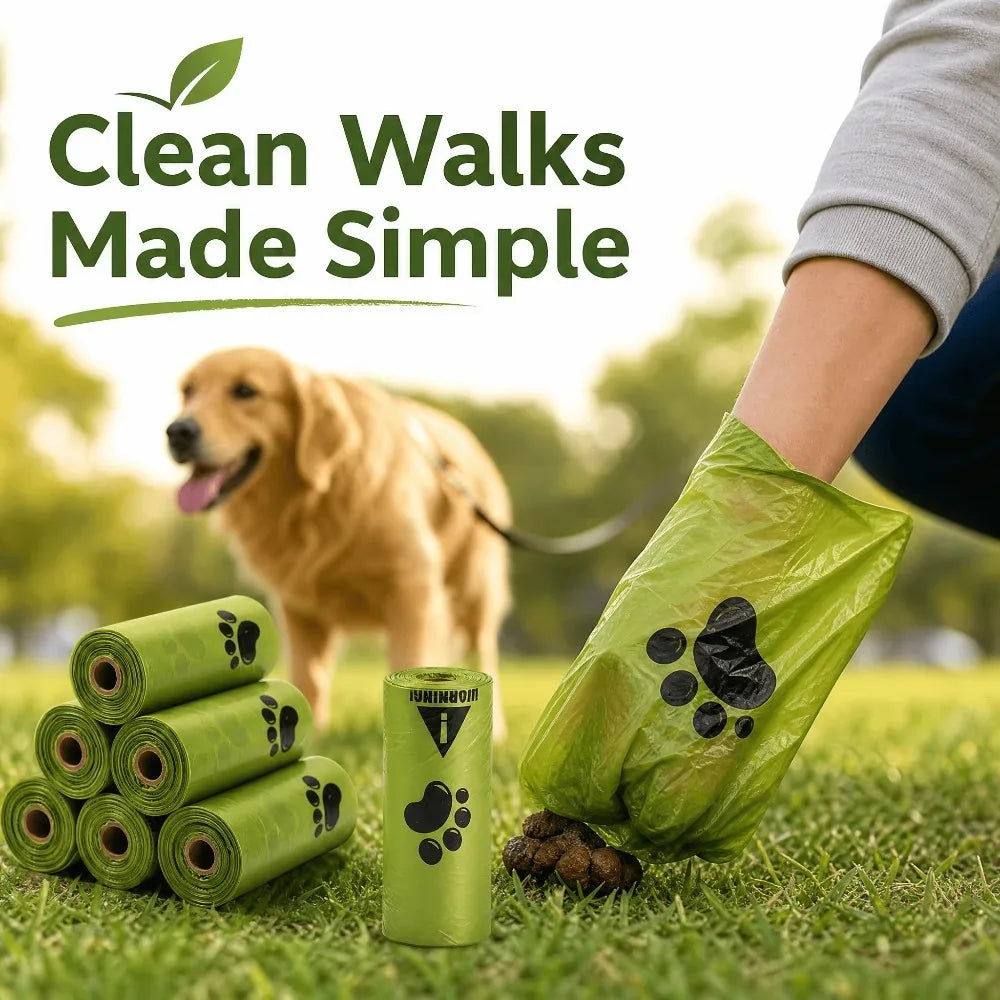 10pcs Biodegradable Dog Poop Bags Eco‑Friendly Compostable Pet Waste Bags Thick Leak‑Proof Puppy Poop Bags For Dog Walking Outdoor Travel