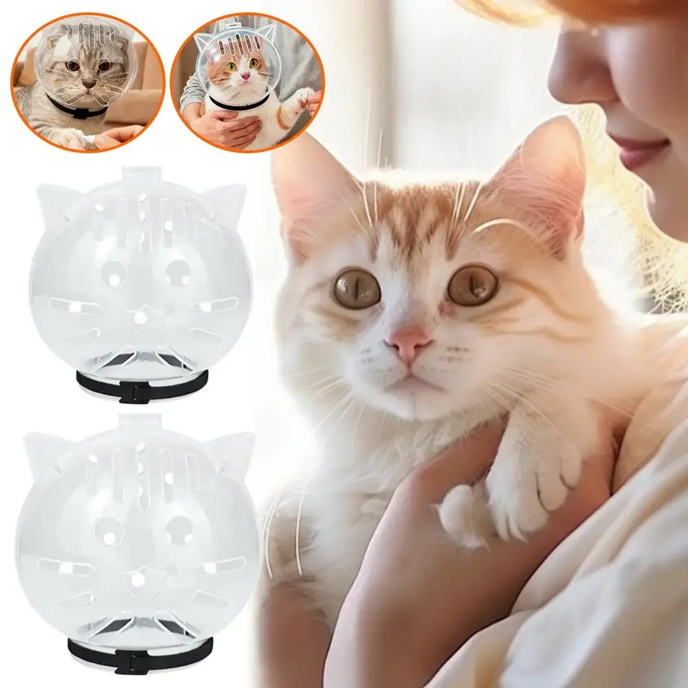 Cat Bubble Helmet, Adjustable Anti Bite Cat Head Cover, Breathable Open Mesh Grooming Hood for Aggressive Cats, Bathing Nail Trimming Vet Visit