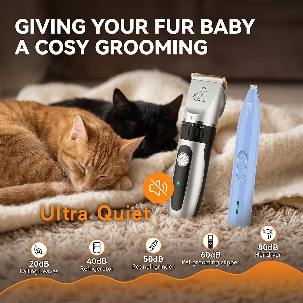 Electric Pet Clipper Grooming Kit For Dogs Reachageable Trimmer Haircut Cat Hair Cutting Remover Professional Machine Set