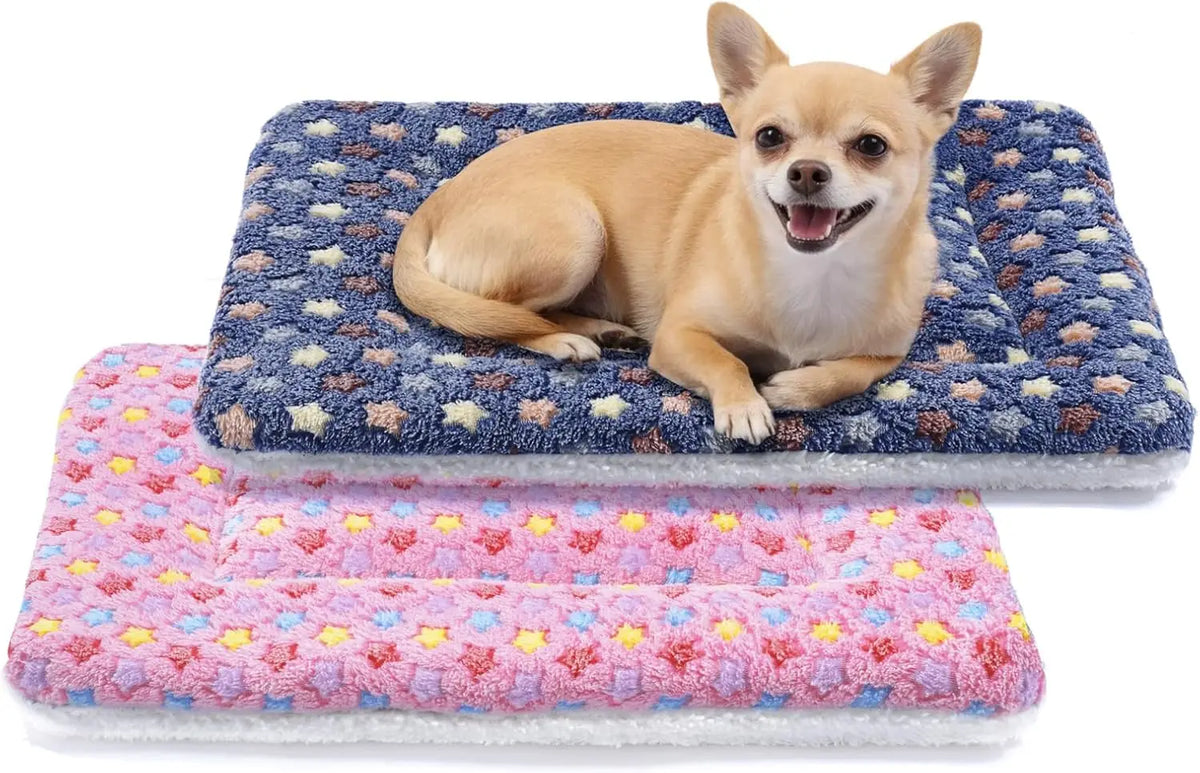 Mora Pets Dog Bed Crate Pad Ultra Soft Pet Bed with Cute Star Print Washable Crate Mat for Large Medium Small Dogs Reversible Fleece Dog Crate Kennel Mat Cat Bed Liner 22-Inch Grey