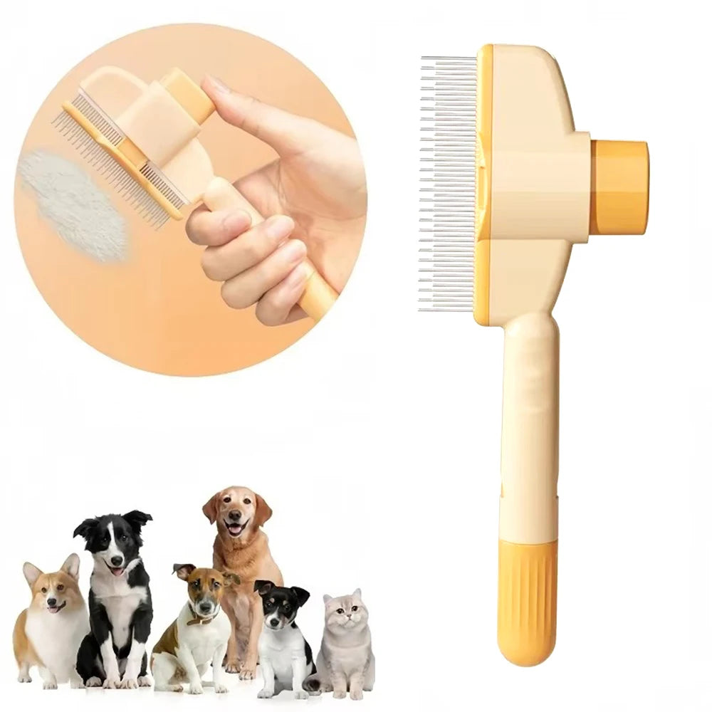 Self Cleaning Slicker Brush for Dogs & Cats, One Click Pet Hair Remover Grooming Comb for Long & Short Haired Pets