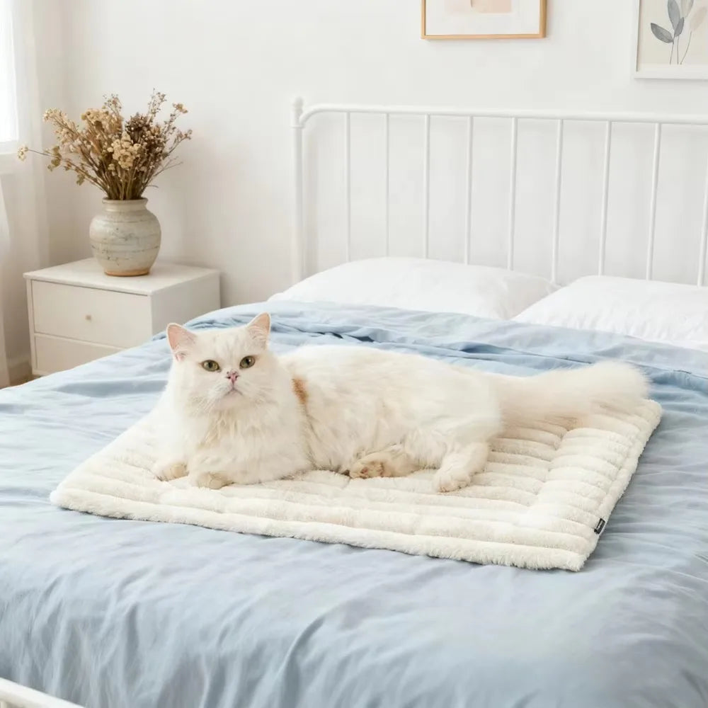Self-Warming Cat Dog Mat, Ultra Soft Fleece Pet Crate Pad, Washable Cozy Warm Mat for Cats Dogs, Non-Slip Pet Supplies