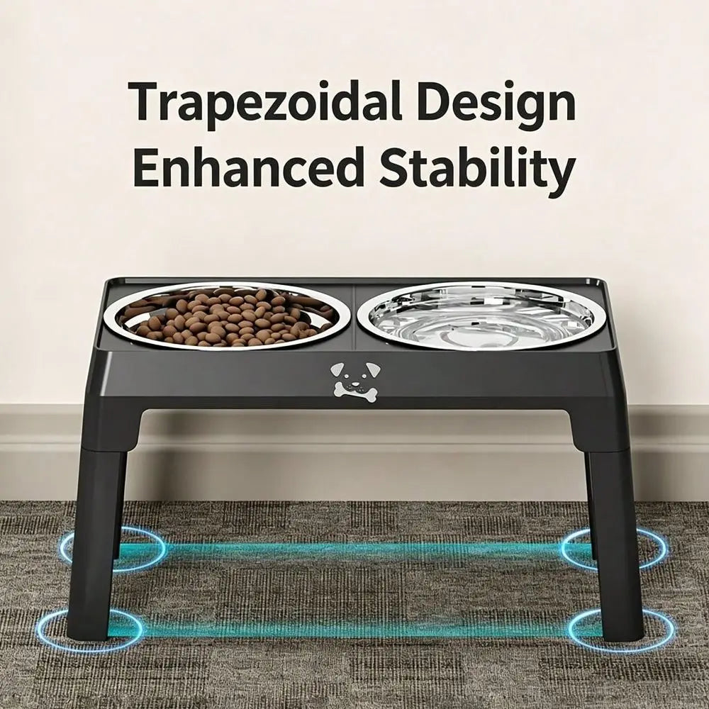 Steel Elevated Dog Bowls, AntiSlip Raised Pet Feeder For Large Dogs, Adjustable Height Food Water Bowls