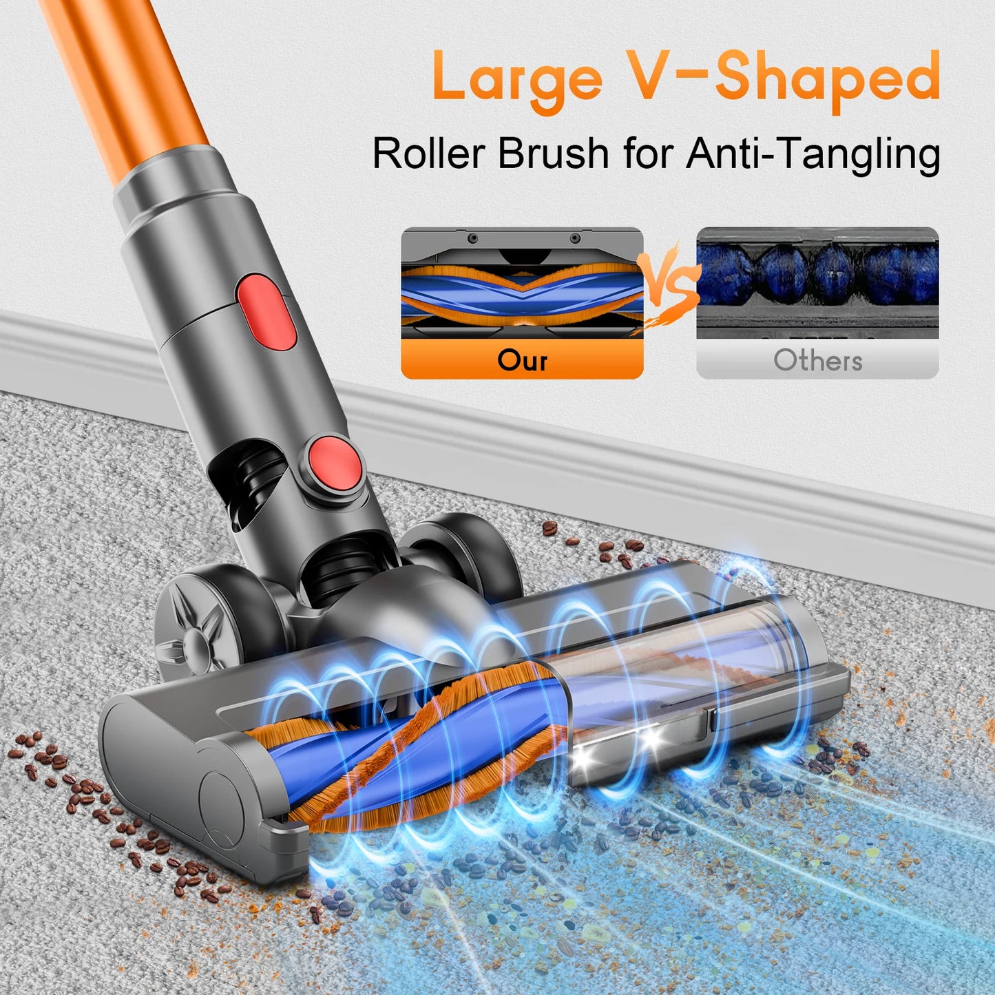 Honki 78KPA Cordless Vacuum Cleaner with LED High Power Strong Suction Wet and Dry Handheld Vacuum Cleaner for Pet Hair Carpet