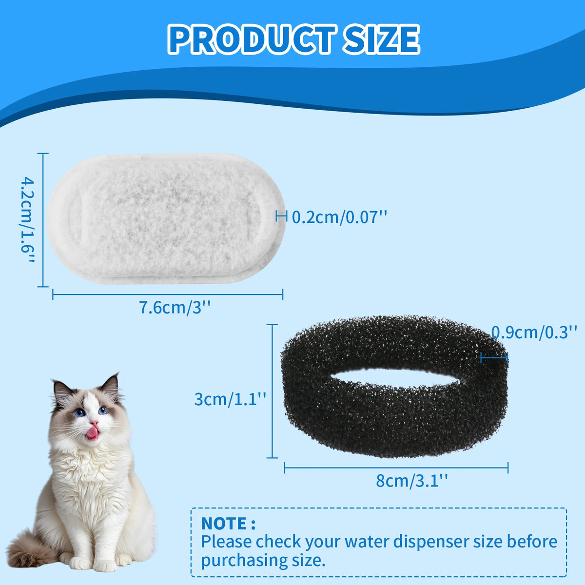 Cat Water Fountain Filters Replacement Activated Carbon Filter for Pet Dog Stainless Steel Water Flow Drinking Dispenser Water Fountain