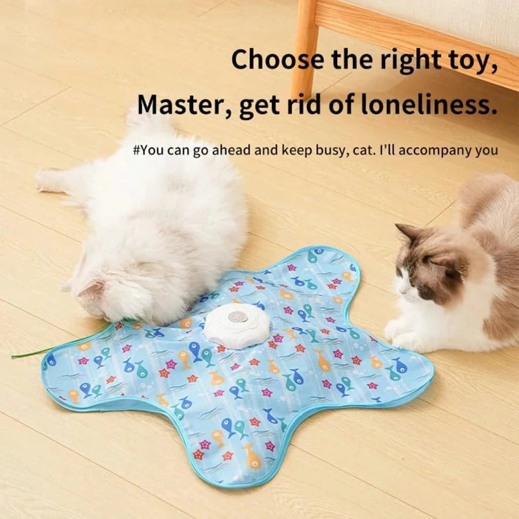 Interactive Cat Toys Rechargeable,Durable Hide And Seek Cat Toys With Moving Concealed Feathers, Squeaky Sound, Automatic Cat Kitten Toy For Indoor Cats & Kittens