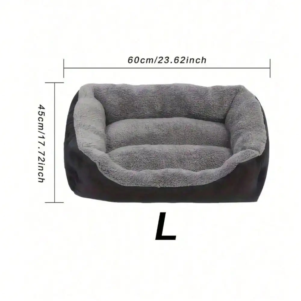 Black Thick Plush Pet Bed Sofa – Ultra Soft Warm Dog & Cat Bed, Non-Slip Rectangular Base, Easy-Clean All-Season Sleeping Couch For Pets – Premium Plush sp260609165019978147439