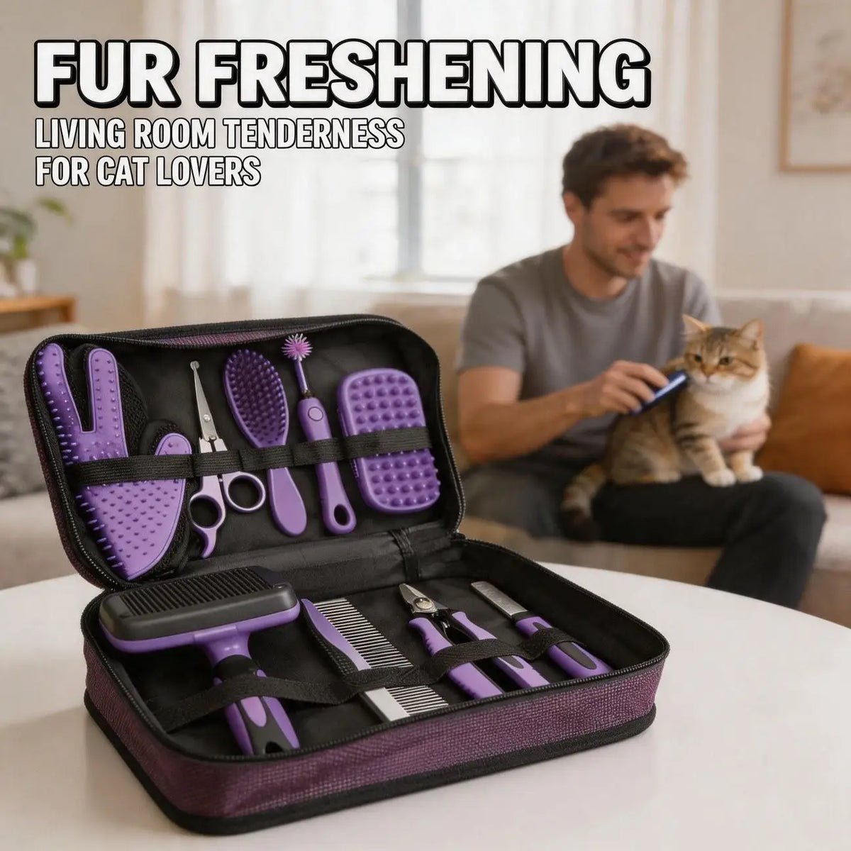 Upgrade Set Pet Cleaning Grooming Tool Comb Dog Push-Button Nail Clipper File Comfortable Handle