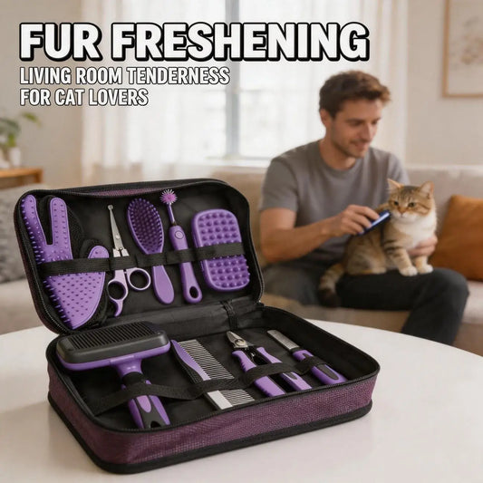 Upgrade Set Pet Cleaning Grooming Tool Comb Dog Push-Button Nail Clipper File Comfortable Handle