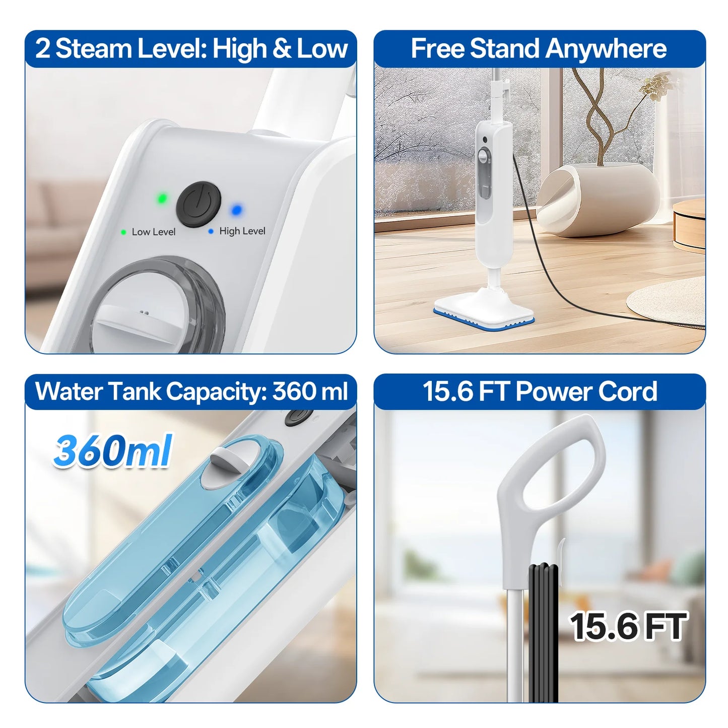 INSE F2 Steam Mop Powerful 12-in-1 Handheld Scrubbing Steam Cleaner High Temperature Detachable Steam Mop for Hardwood Carpet